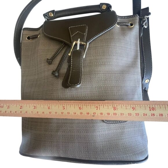 Louvier Bucket Bag Textured Leather With Adjustable Strap & Top Carry Handle - Picture 7 of 7